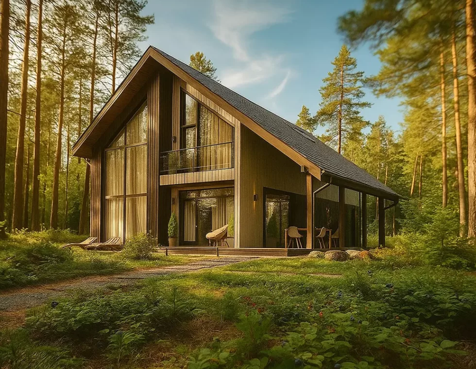 Двухэтажный каркасный дом с террасой КД-650 фото 1