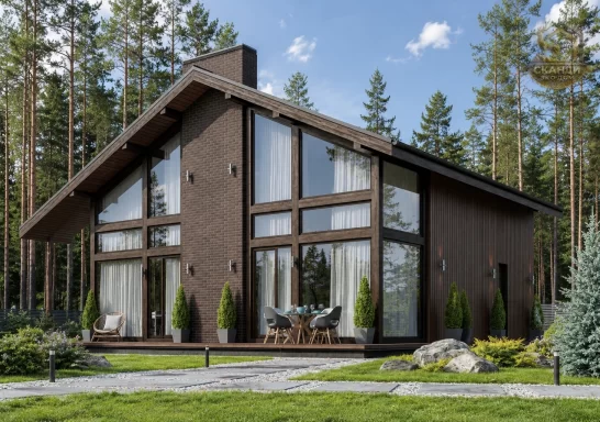 Проект каркасного дома КД-1330, 10,6 × 10,6 м, 218,6 м²