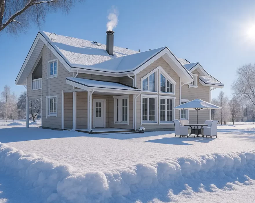 Двухэтажный каркасный дом с двумя террасами КД-620 фото