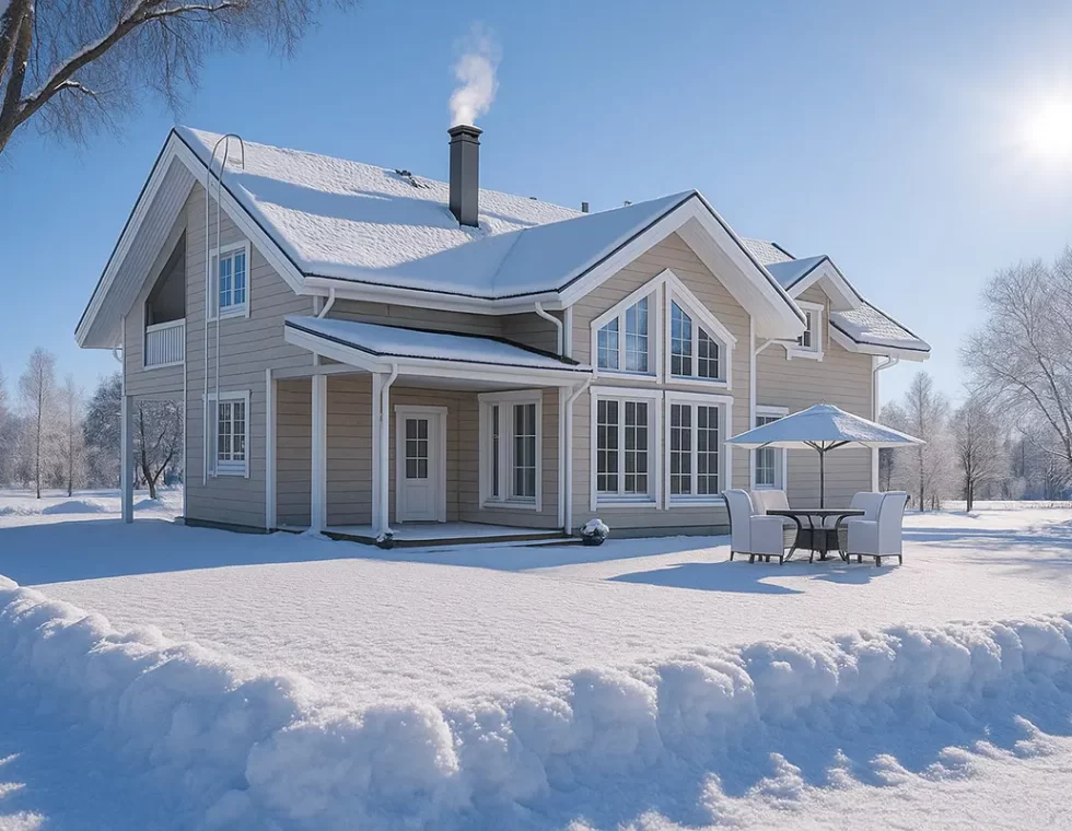 Двухэтажный каркасный дом с двумя террасами КД-620 фото