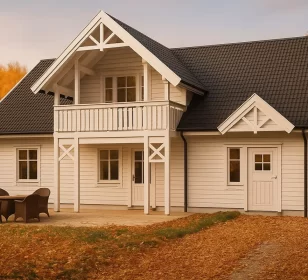 Каркасный дом с балконом и террасой КД-710 фото 1