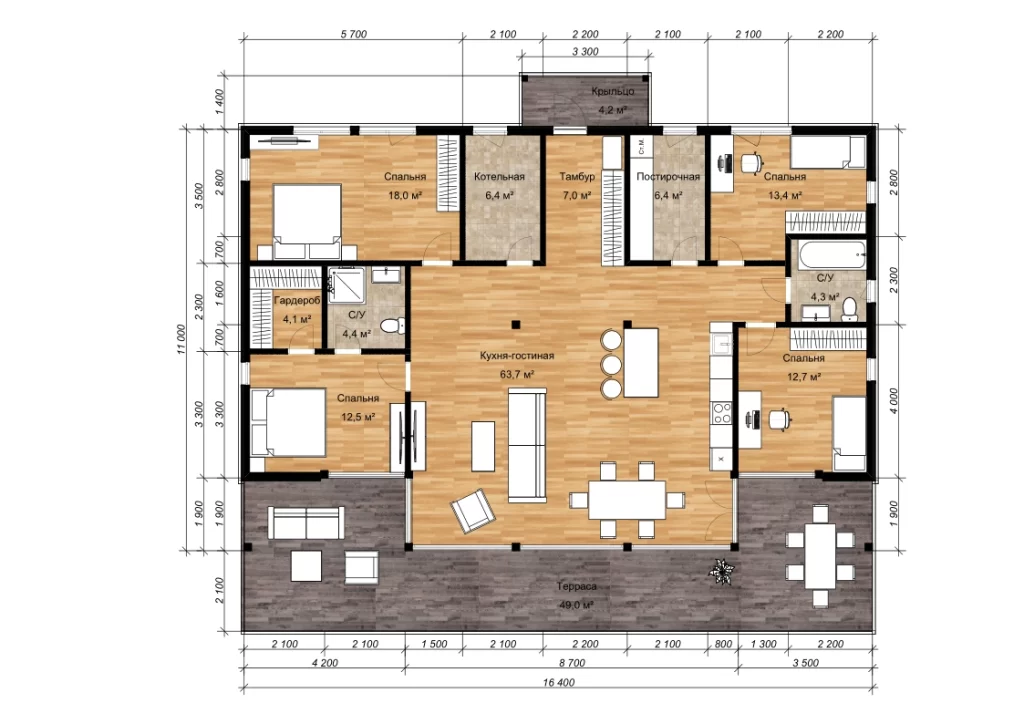 Планировка дома КД-1310, 206,00 м²