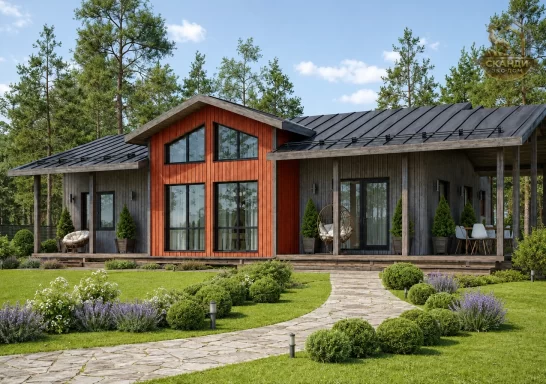 Проект каркасного дома КД-1190, 9 × 15.1 м, 129,00 м²