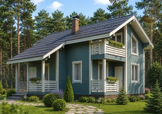 Проект каркасного дома КД-300, 8,8 × 9,2 м, 100 м²