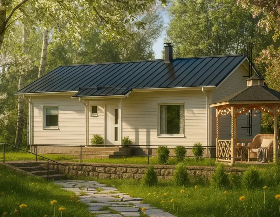 Одноэтажный каркасный дом с котельной КД-560 фото