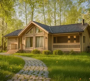 Одноэтажный каркасный дом с крыльцом и верандой КД-680 фото 1