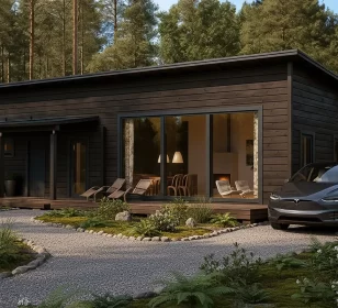 Одноэтажный каркасный дом с плоской крышей и сауной КД-870 фото 1