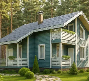 2-х этажный каркасный дом с двумя террасами КД-300 фото 2