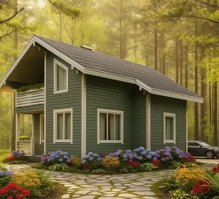 2-х этажный каркасный дом с двумя террасами КД-300 фото 1