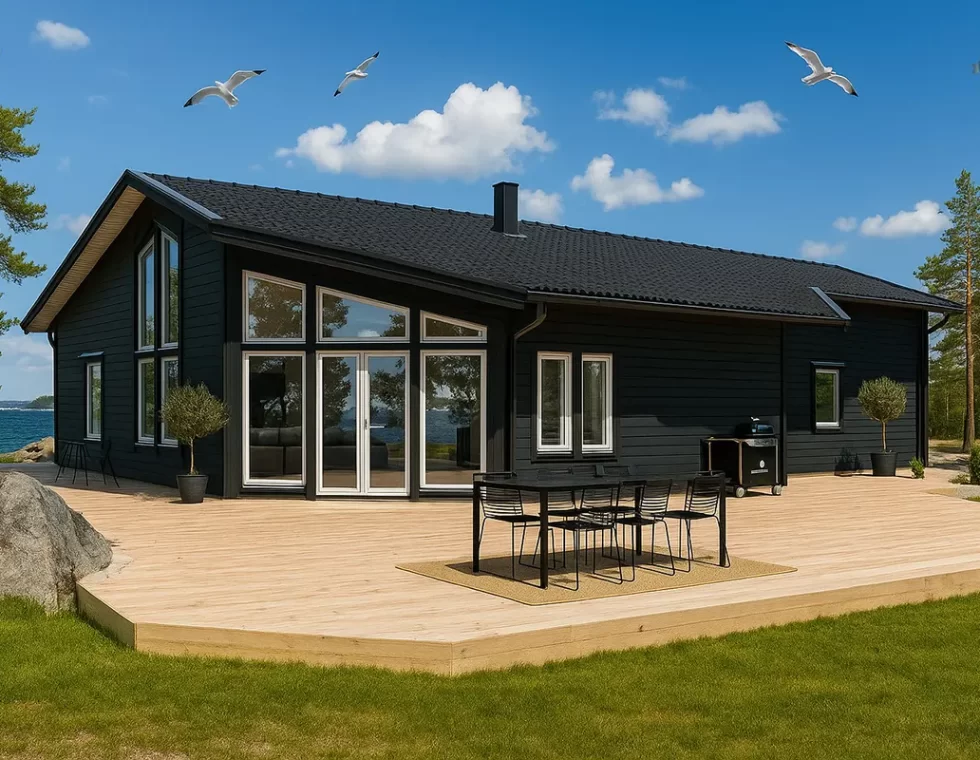 Одноэтажный каркасный дом с камином КД-580 фото 2