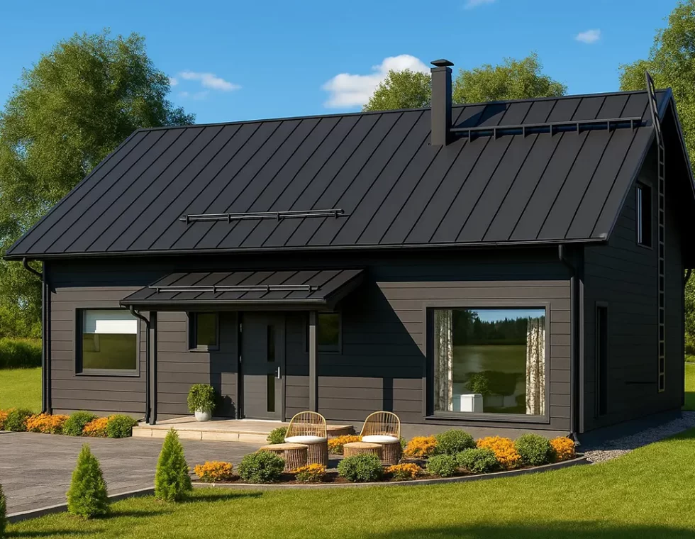 Одноэтажный каркасный дом с мансардой КД-360 фото