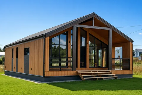 Построенный каркасный дом КД-1000 в «Сосновские озера», 109 м²