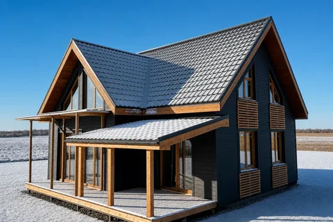 Построенный каркасный дом КД-800 в КП «Скворицы», 158 м²