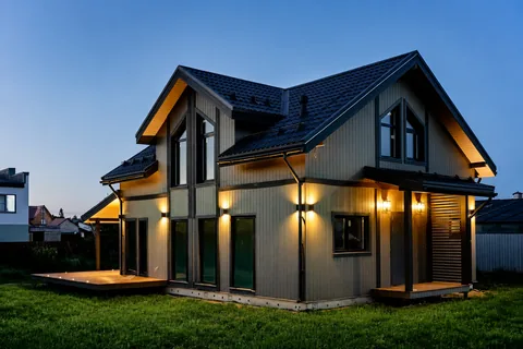 Построенный каркасный дом КД-950 в КП “Балтийская слобода”, 159 м²