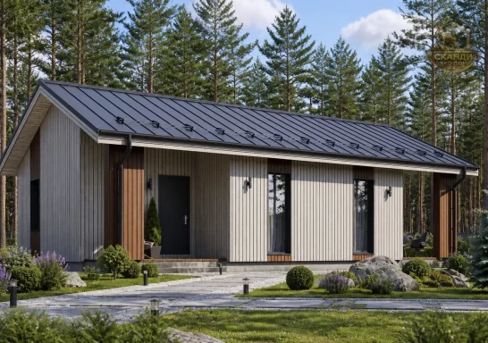 Проект каркасного дома КД-1260, 7 × 12,5 м, 87 м²