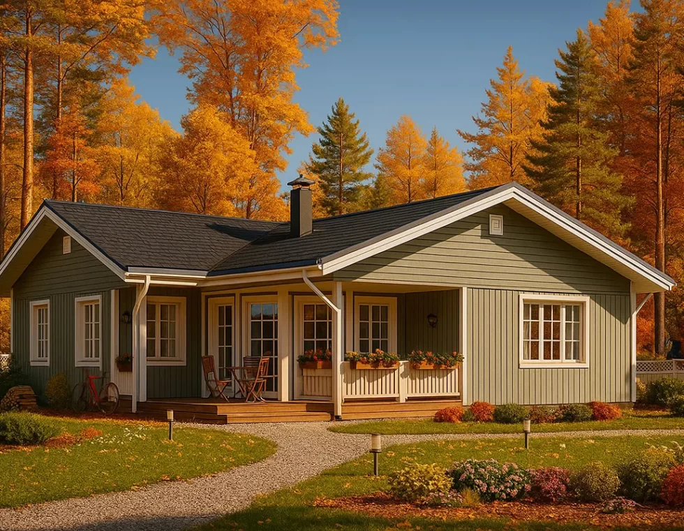 Стильный, уютный и функциональный одноэтажный каркасный дом КД-920 фото